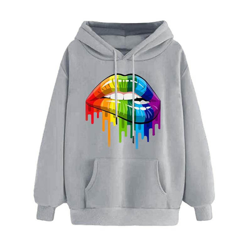 

Fashion Women Men Hoodies 2021 Spring And Fall Casual Hoodie Sweatshirt Rainbow Mouth Streetwear Women' & Sweatshirts