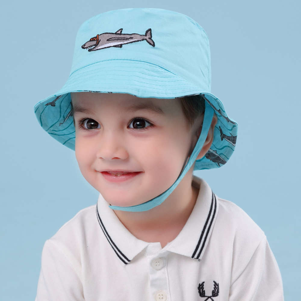 

Ruhi sky blue shark baby fisherman's hat boy basin children's travel sun shading, Yellow