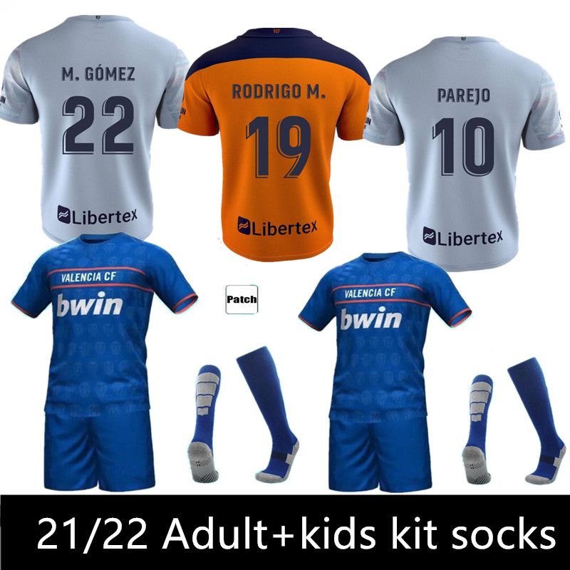 

2021 2022 Valencia CF Soccer Jerseys Third C.SOLER 21 22 Men Kids kit CUTRONE GAMEIRO OLIVA VALLEJO Football Shirt Full set uniform, Black;yellow