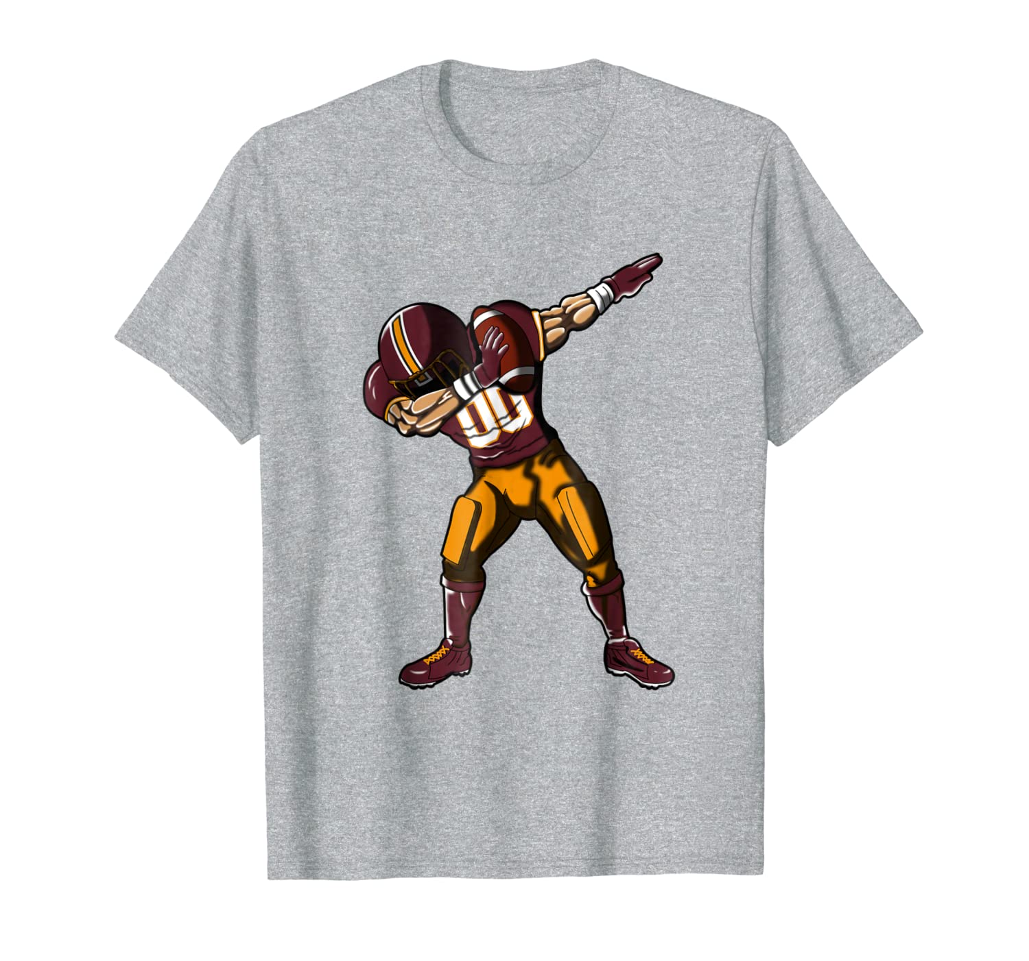 

Football Dabbing T-Shirt Funny Burgundy White Gold Jersey, White;black