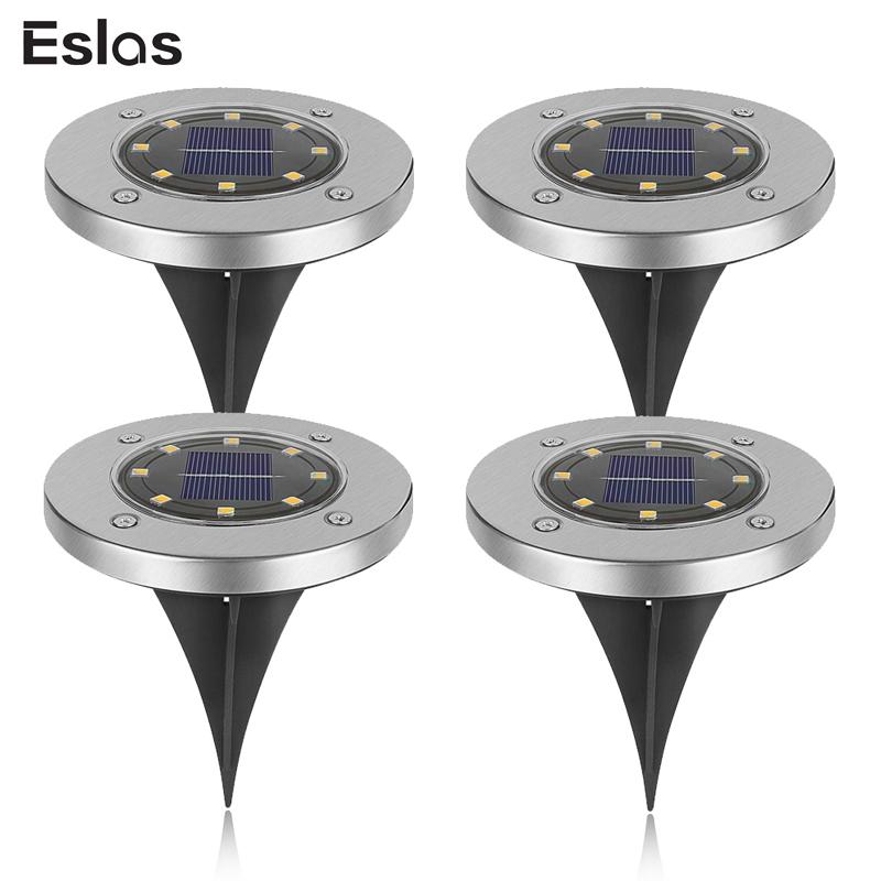 

Lawn Lamps Eslas 4pcs LED Lamp Solar Powered Lights Waterproof IP65 Stainless Steel Dark Sensing Landscape Spike Lighting For Garden