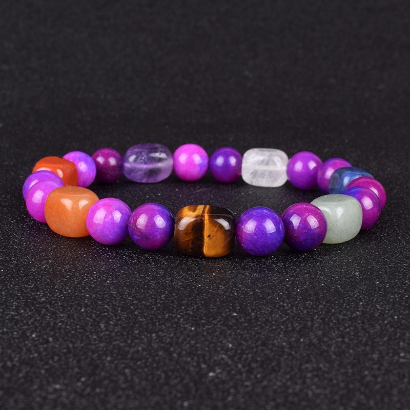 

Beaded, Strands Healing Reiki Prayer 7 Chakra Bracelet Fashion Purple Quartzs Yoga Bracelets Women Nature Energy Stone Balance Jewelry