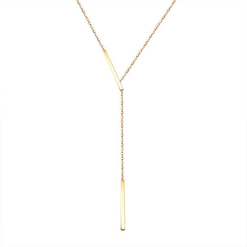 

Pendant Necklaces Y-shaped Clavicle Design Necklace Stainless Steel Plated Gold Gift For Women Statement Gothic Style Love Accessories Jewel