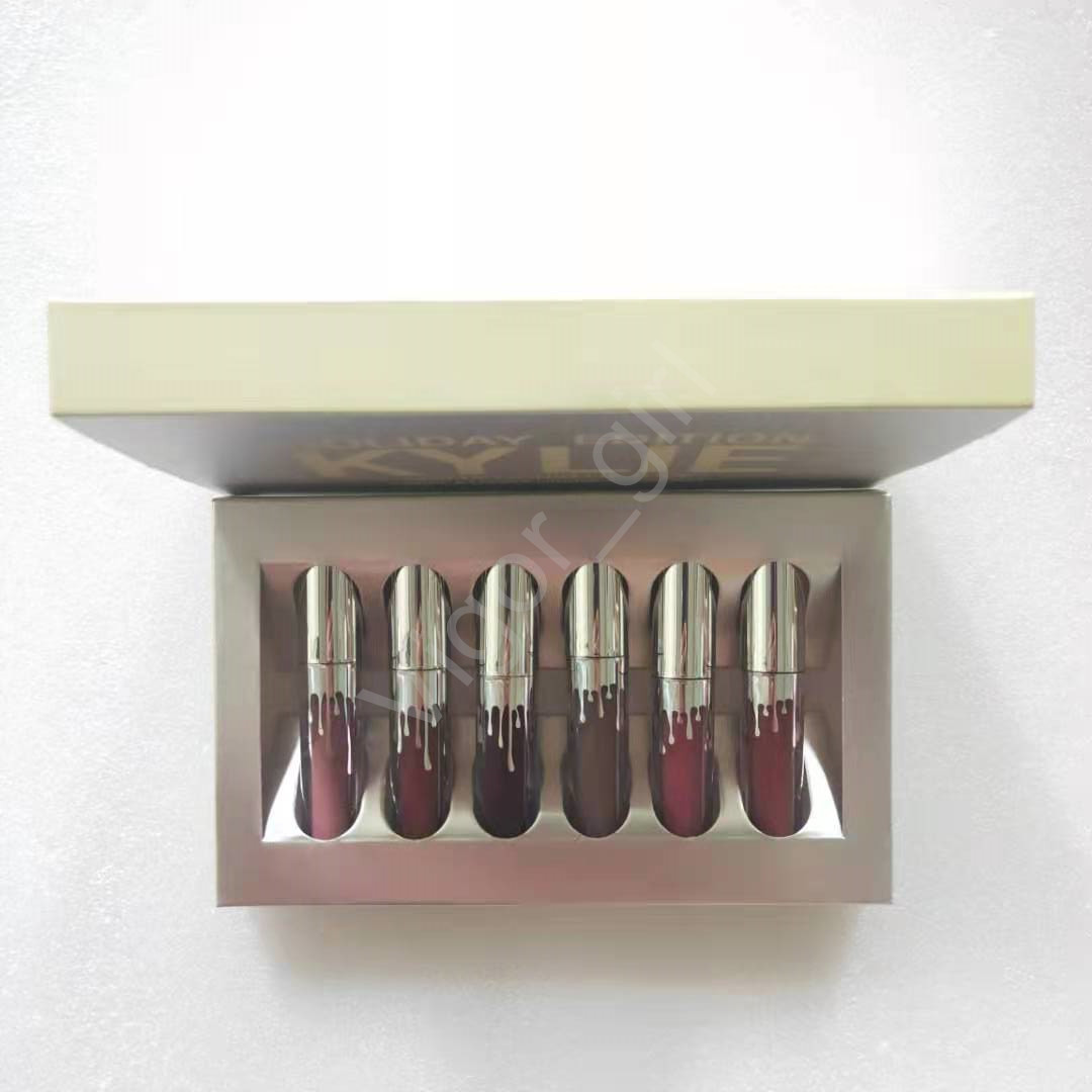 

KL Lipgloss 6pcs/set Birthday Holiday Edition Matte Lip Make up Lipstick Normal Size Kit With Free Ship, More picture contact us
