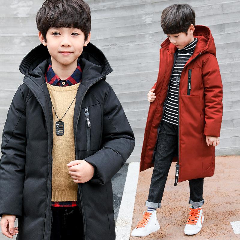 

30 Degree Children Clothing Boy Clothes Warm Winter Down Cotton Jacket Hooded Coat Teen Thicken Outerwear Kids Waterproof Parka, Blue;gray