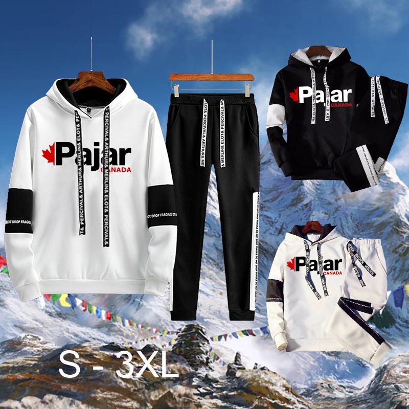 

Men' Tracksuits Canada Paj Print Tracksuit Men Set Long Sleeve Hoodies & Sweatpants Design Casual Hooded Sportswears 2021 Man Fashion, Black