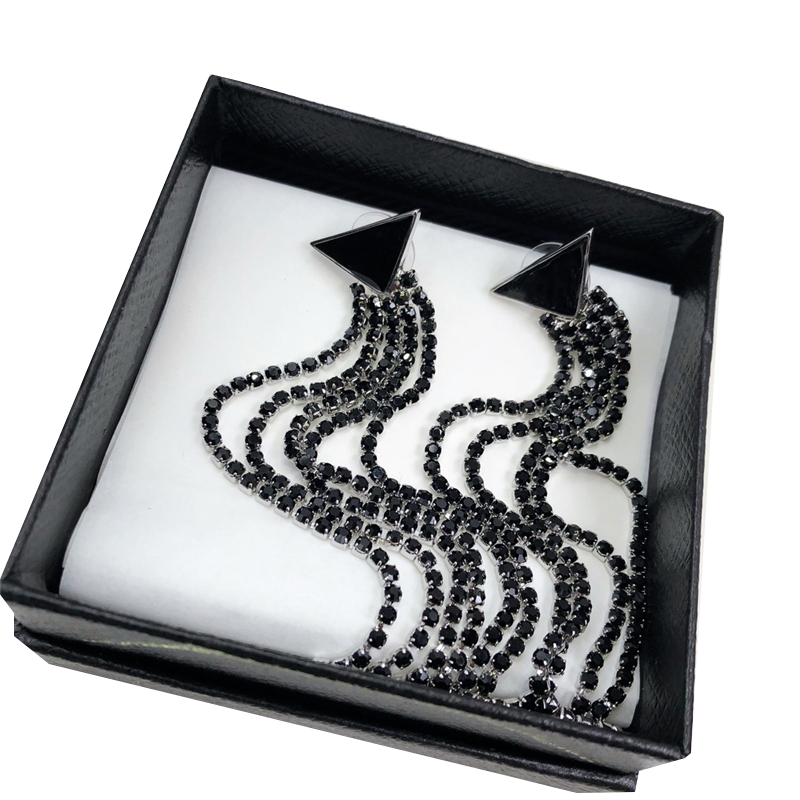 

9 Styles Charm Stud Classic Triangle Badge Studs Designer Fashion Crystal Earring Women Party Long Earrings
