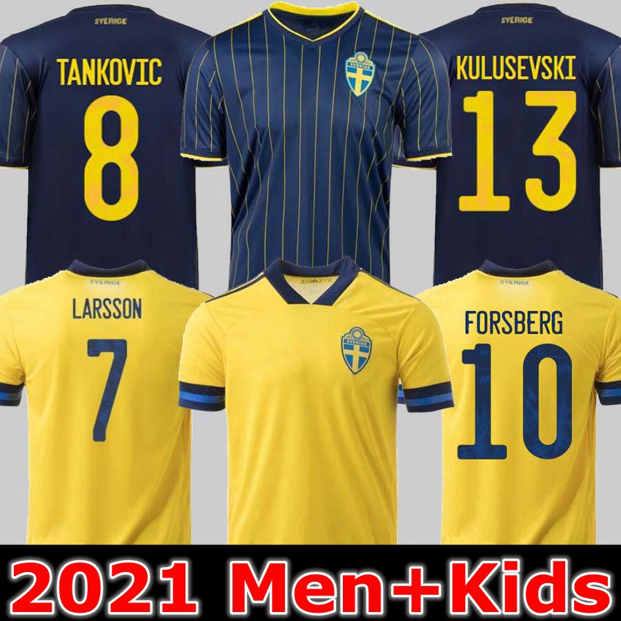 

Sweden National soccer jerseys IBRAHIMOVIC KALLSTROM FORSBERG Adult man + kids kit football soccer shirt, 2021 away jersey