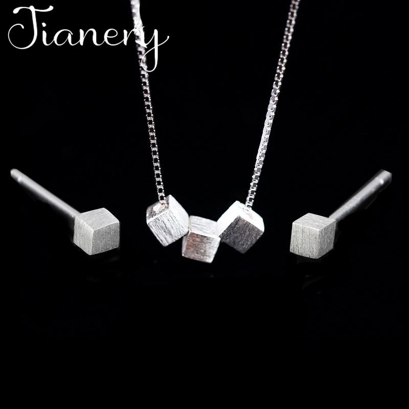 

Earrings & Necklace Boho Jewelry Sets Fashion Long Chains Cube Box Necklaces For Lady Wedding Bridal 2021, Silver