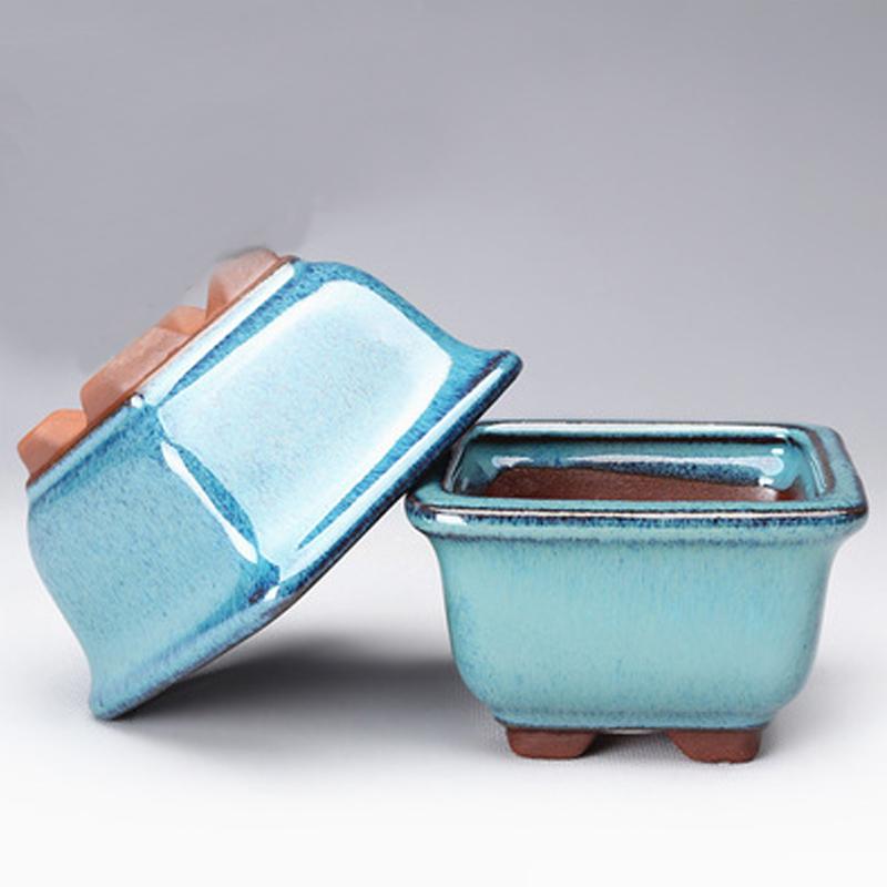 

Planters & Pots Succulent Flower Pot Glazed Square Ceramic Planter With Drainage Hole Thick Wall Eastern Ornament For Indoor Outdoor Home