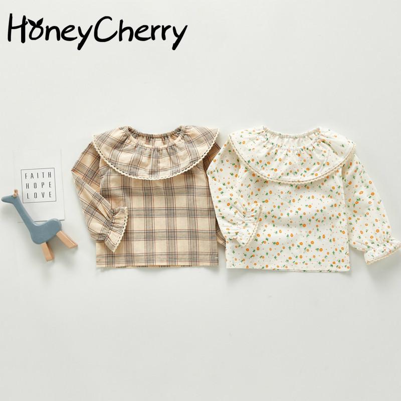 

Shirts HoneyCherry Children's Bottoming Shirt Autumn Born Baby Girl Long-Sleeved Girls Blouses, White;black