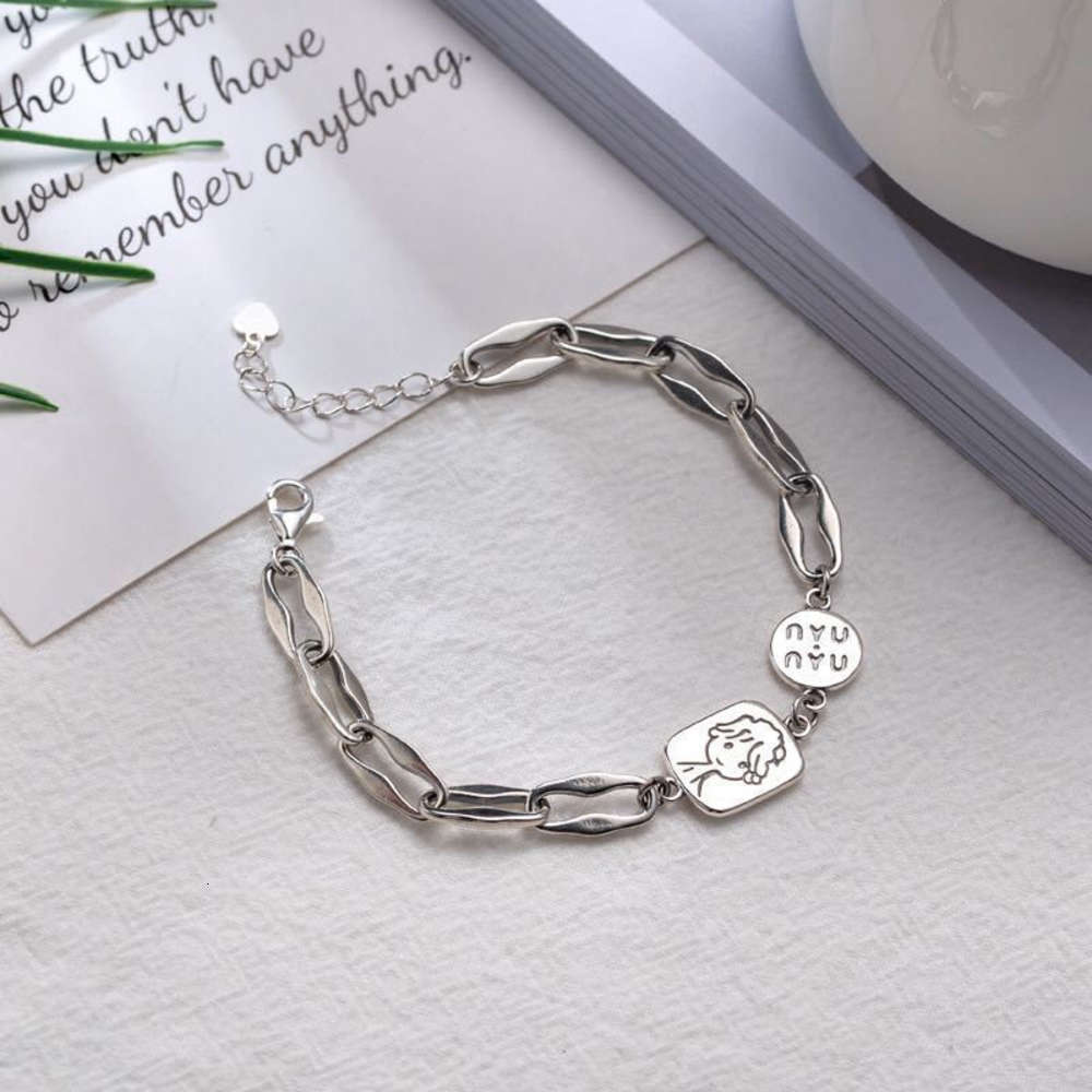 

South Korean simple cartoon portrait Bracelet hand net red jewelry, Golden;silver