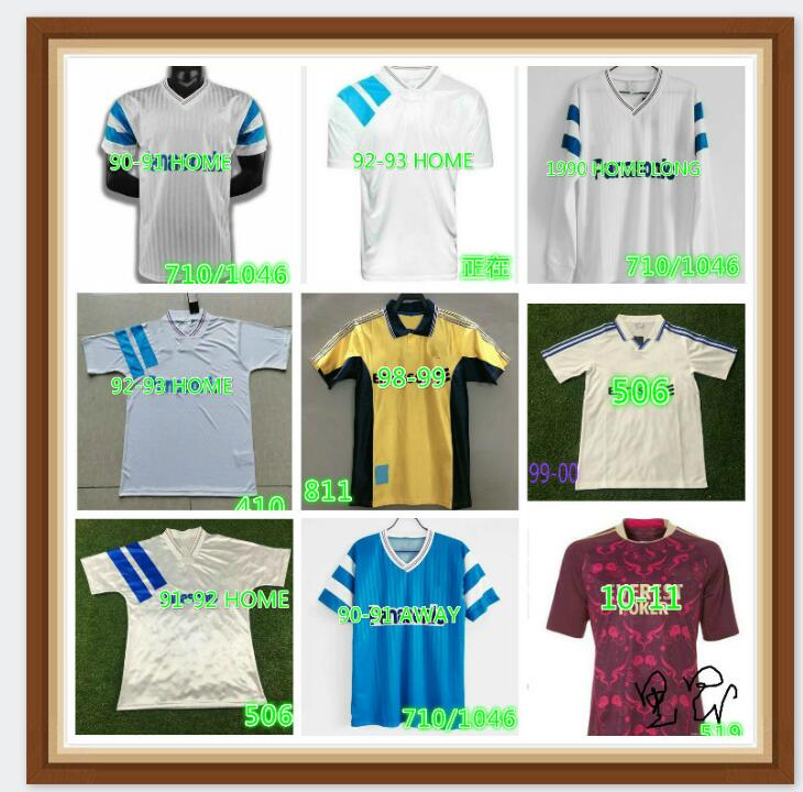 

90 91 93 98 99 Olympique Retro Soccer Jersey Marseille Commemorate Shirt DESCHAMPS PAPIN BOLI DESAILLY VOLLER Football PIRES, Black;yellow
