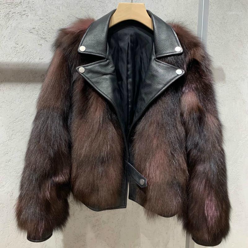 

Women' Fur & Faux Real Coat Winter Jacket Women Natural Genuine Leather Outerwear Streetwear Thick Warm