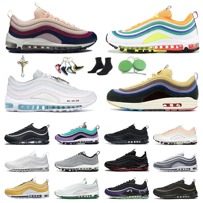 

Authentic 97s Men Trainers Sports Classic Shoes Women Mschf Lil Nas x Satan Luke inri jesus All Black White Running Sneakers Sean Wotherspoo, White;red