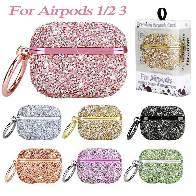 

Diamond Rhinestone Headset Accessories Earphone Case package set protector protective cases for Airpods 1 2 3 Pro Wireless Charging Box With Retail Package