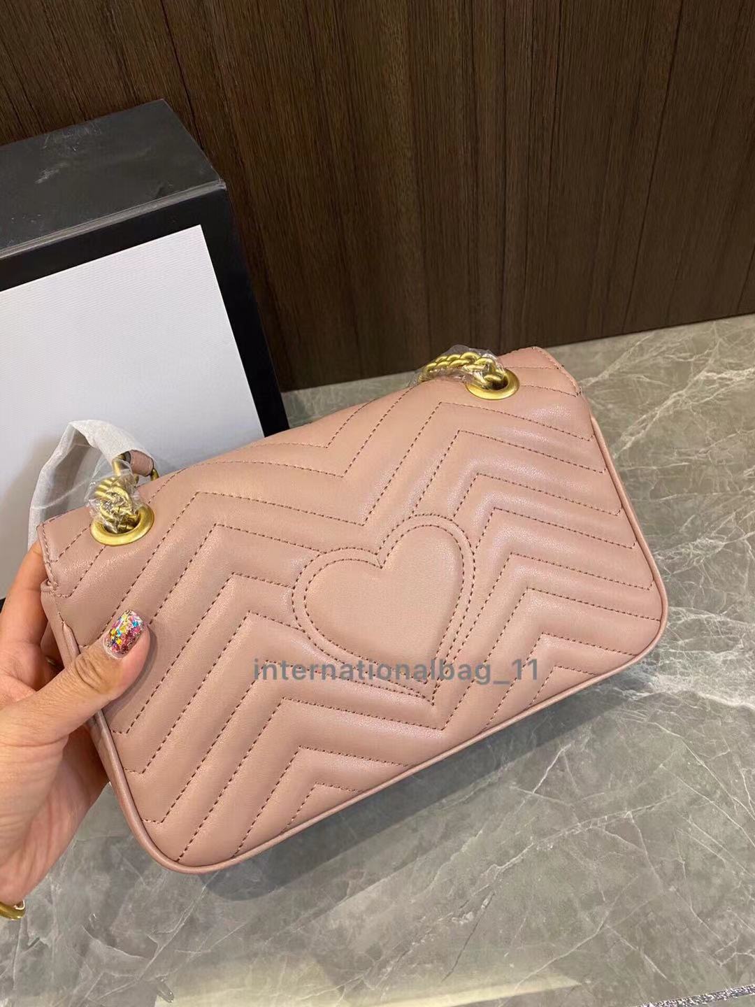 

Fashion Marmobag 31cm Love heart Wave Pattern Satchel Shoulder Bag Chain Handbags Crossbody Purse Lady Leather Classic Style Tote Bags Four sizes complete, 111