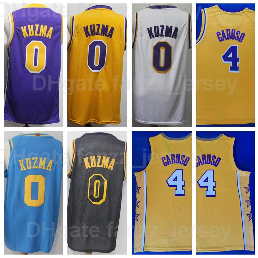 

Men Basketball Alex Caruso Jersey 4 Kyle Kuzma 0 All Stitching Team Black Blue White Yellow Purple Color Pure Cotton For Sport Fans Shirt Breathable Top Quality, 0 blue