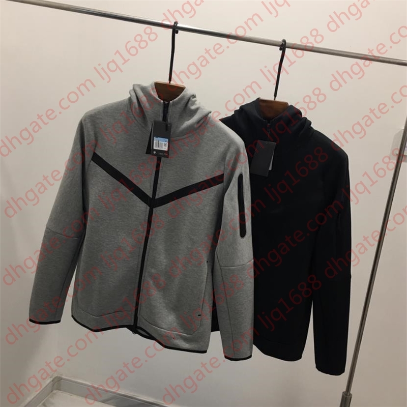 

European American style men's sports hooded jacket TECH FLEECE casual hooded knitted jacket men's full-length zipper cardigan hoodie CU4490, Black