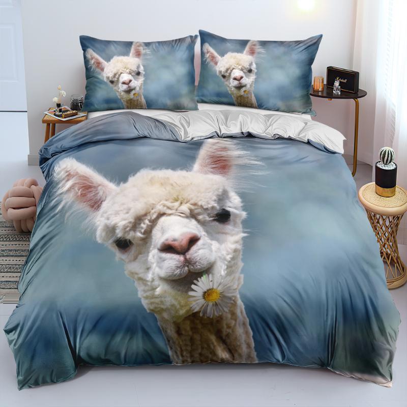 

Bedding Sets High Quality Blue Bed Linen Animal Alpaca Duvet Cover Pillow Shams Twin Double  King Sizes Soft And Comfortable For Bedroo