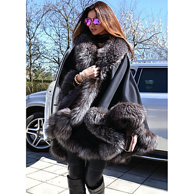 

Plush big cuffs women  fur coat high-quality stand-up collar, retro comfort, warmth, fashion, travel and commute, Black