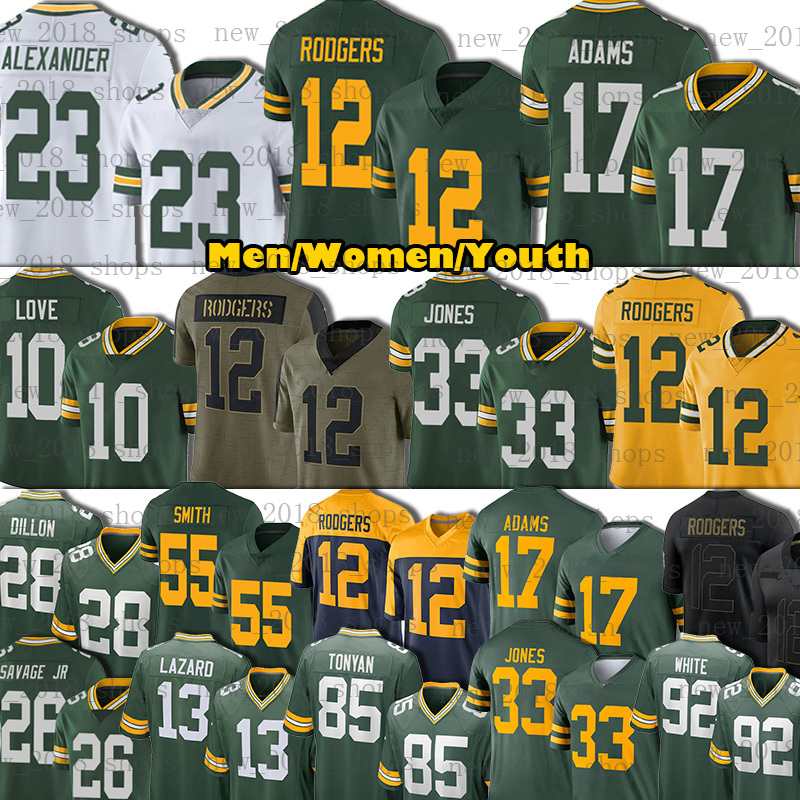 

Aaron Rodgers Football Jersey Green Davante Adams BayPackersAaron Jones Jaire Alexander Bart Starr David Bakhtiari Allen Lazard Za'Darius Smith Love Crosby, Custom men jersey(b z g)