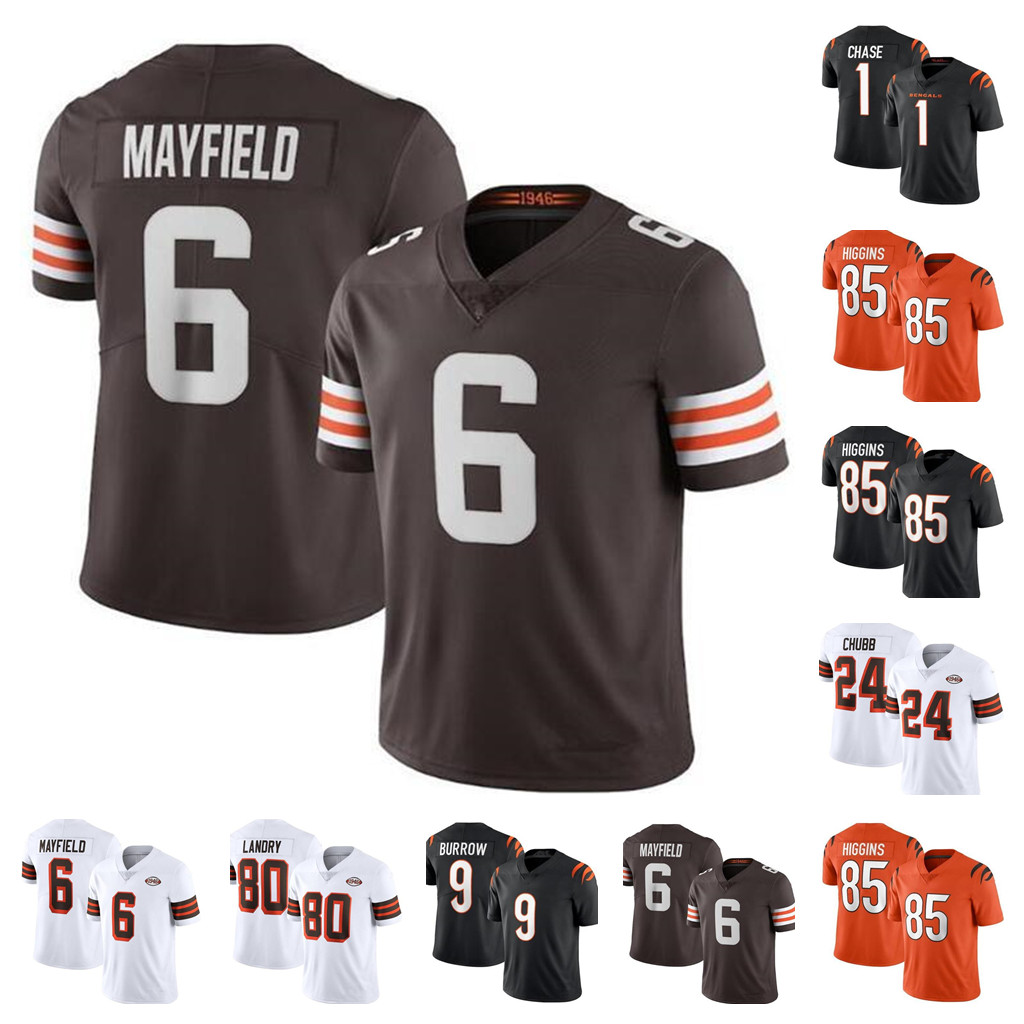 

6 Baker Mayfield Jersey 24 Nick Chubb Odell Beckham Jr Football Myles Garrett 1946 Patch Gregory Newsome II Mens Womens Youth Jarvis Landry Bernie Kosar White, Women size s-xxl (bulang)