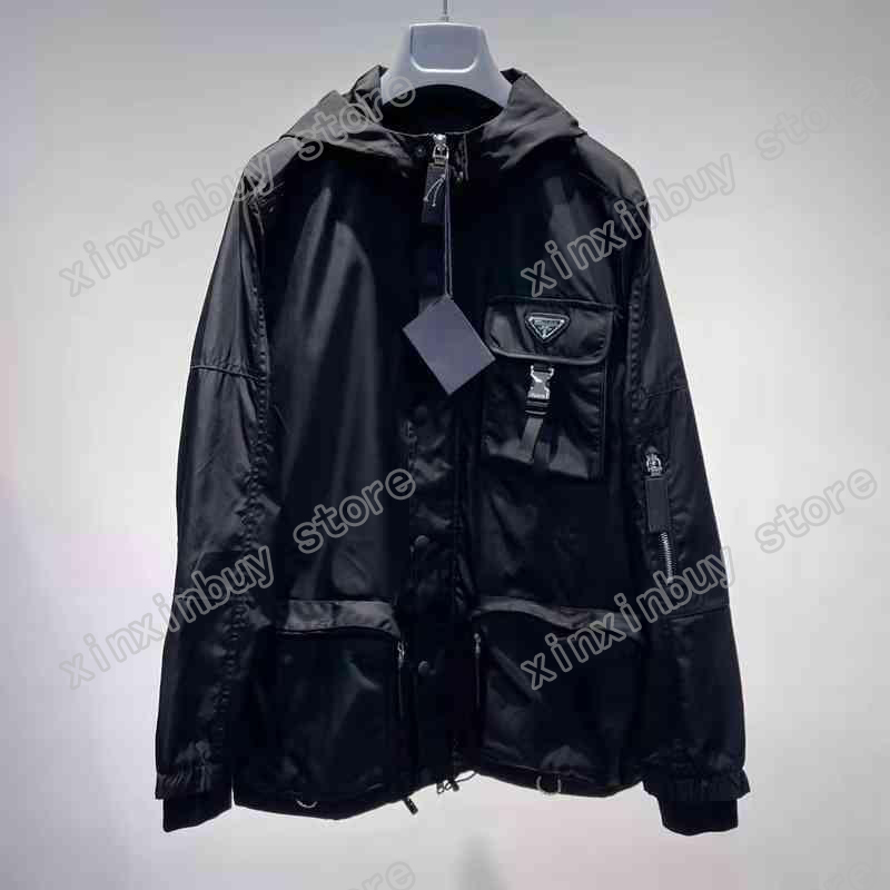 

22ss Men Women Designers Jackets Metal triangle label cloth Jacquard fabric Man Fashion Streetwear black -L