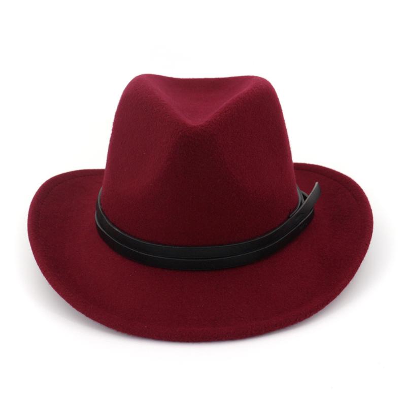 

Wide Brim Hats 2021 Autumn Winter Men's Fedoras Women's Felt Hat Ladies Sombrero Jazz Male Bowler Outdoor VintageTop Large Size, Red