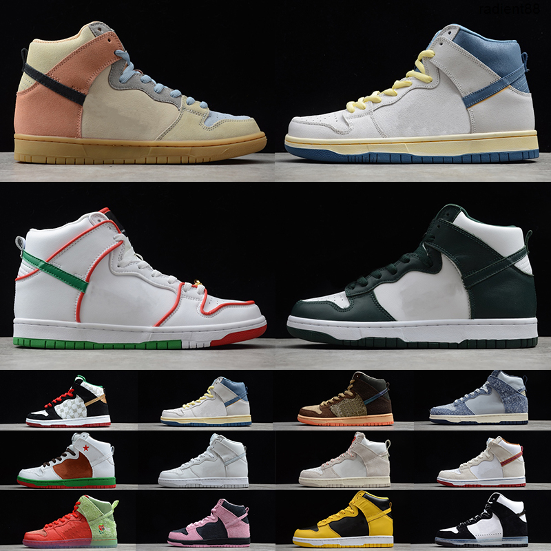 

Preferential Authentic SB Dunk High Casual Shoes Kevin Perez Doraemon Mens Womens Light Photo Blue Speed Yellow University Red Sneakers With