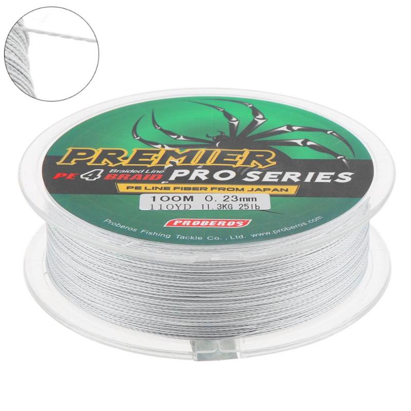 

Fishing Line 100M 110Yards Gray PE Braided 4 Strands 6 8 10 15 25 35 40 50LB Multifilament Braid