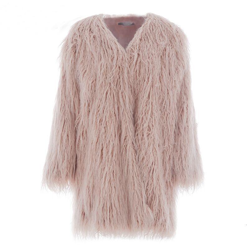 

Women's & Faux Fur New arrival imitation long-haired coat radish silk sheep hair long section plain velvet NV063, White
