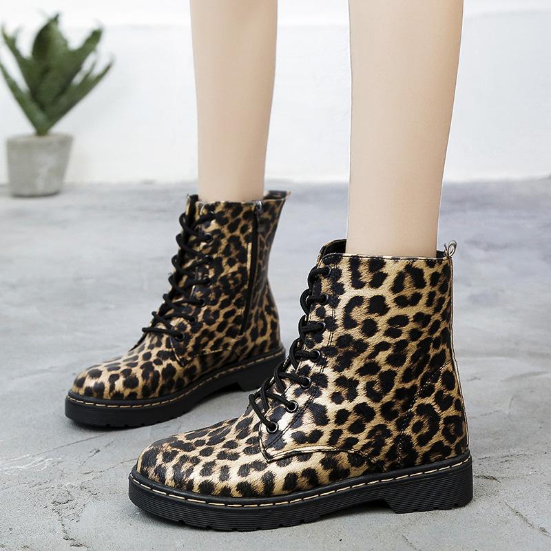 Boots Women 2021 Fashion Casual High-Top Thick-Soled Trend Leopard Print All-Match Sports Motorcycle