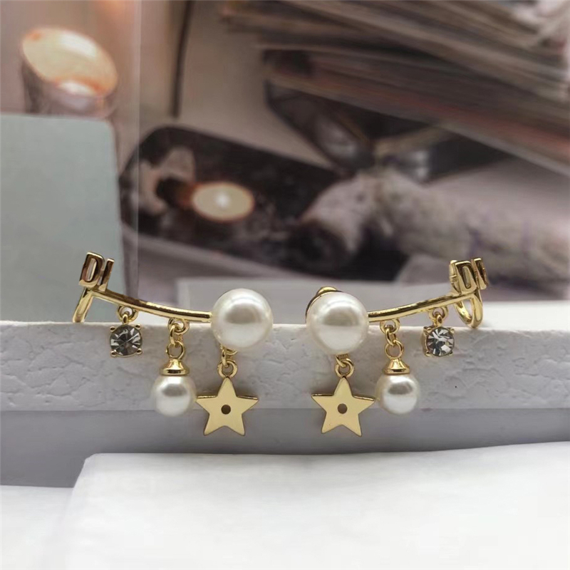 

Love Earrings For Women Pearls Stars Gold Earring Letter Metal Earring Ladys Fashion Party Jewelry Lovers Present For Wedding 2021043001V
