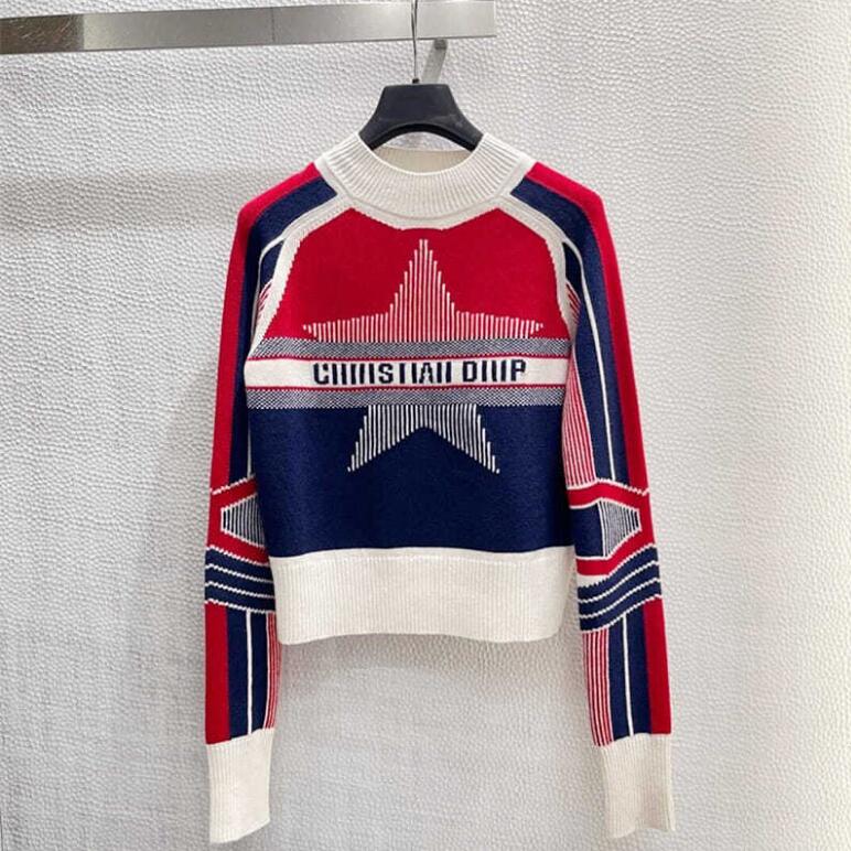 

2021 Women' Sweaters autumn and winter new letters ski limited series jacquard five-pointed star knitted sweater fashion round neck women blouse, W1