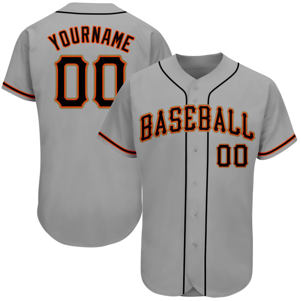 

Custom Gray Black-Orange-007 Authentic Baseball Jersey, Women size s-xxl