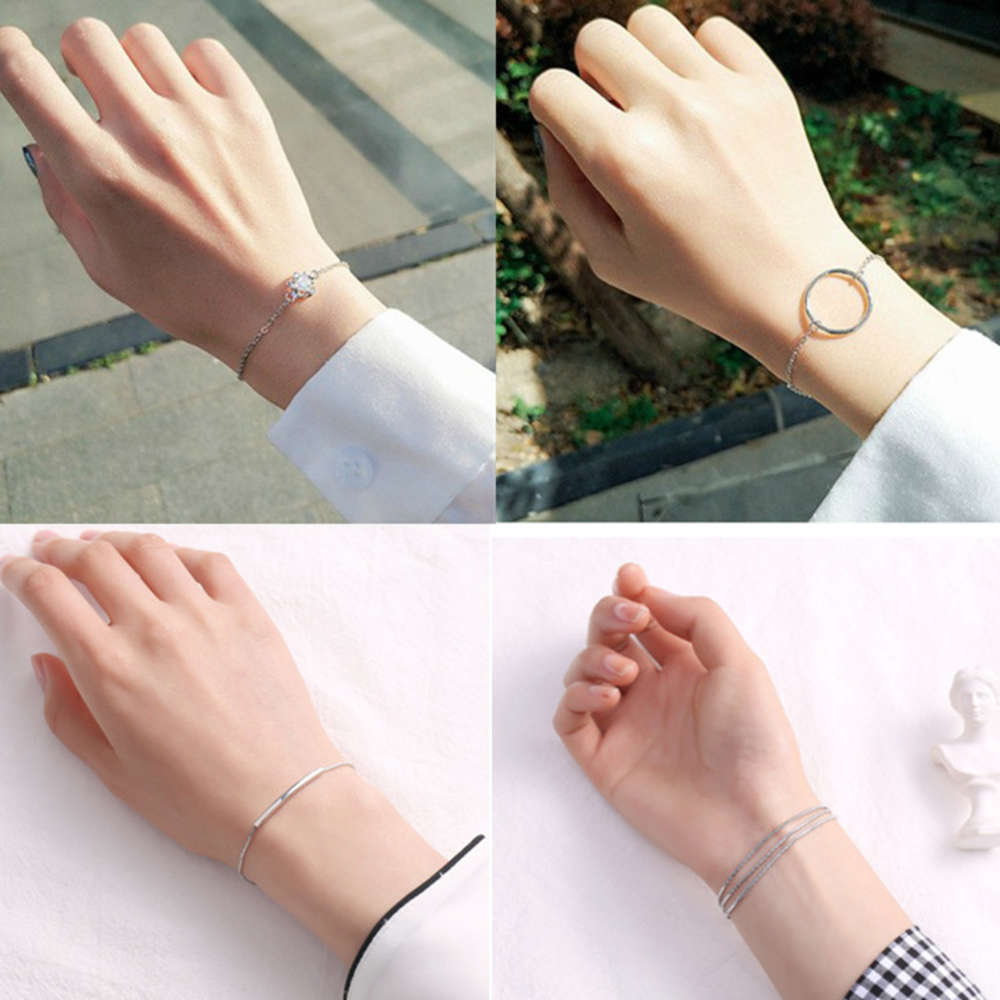 

Hand catenary Creative clover loving couple student multi layer crystal bracelet Bracelet 925 Silver, Golden;silver