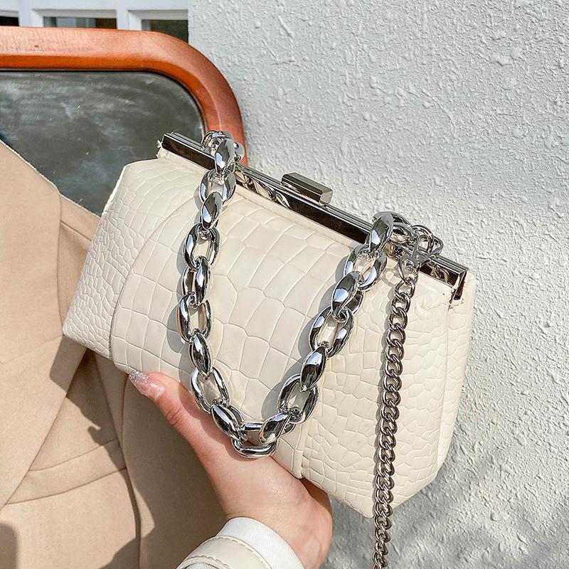 

Evening Bags Stone Pattern Chain Tote Bag 2021 High-quality PU Leather Women's Designer Handbag Shoulder Messenger