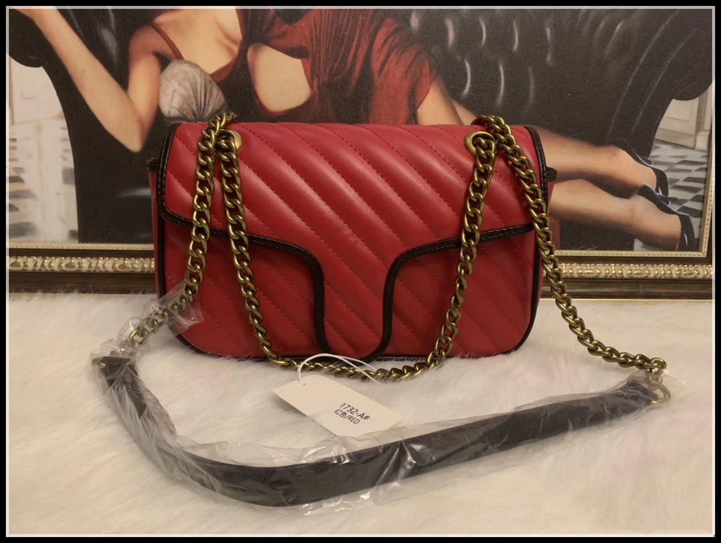 

High Quality Famous brand designer bag Shoulder Pu leather Fashion chain Cross body Pure color Female women's handbag