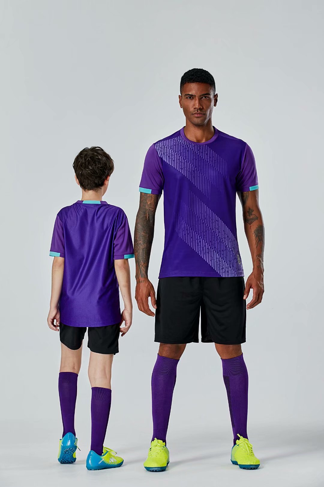 

#0136 Football uniform men+kids soccer Jersey printing team custom track and field sports short-sleeved shirt, Black;yellow