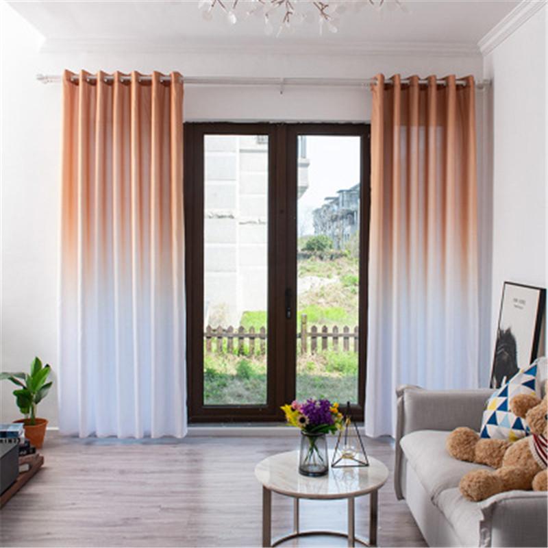 Curtain & Drapes Ombre Window Curtains For Living Room Bedroom Gradient Grey To White Print On Rayon Blend Fabric Drapery Treatments-image-739465331