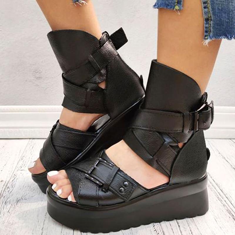 

Dress Shoes Lapolaka Black Gothic Style Leisure Dropship 2021 Cosy Summer Wedges Sandals Woman Casual Platform Big Size 43