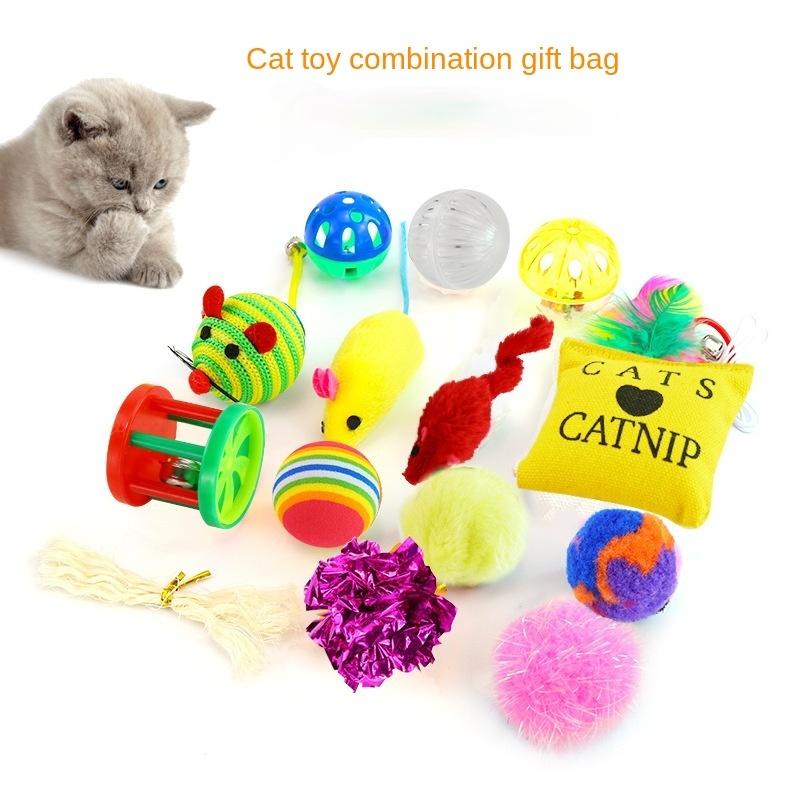 

Pet Cat Toy Set 14 Piece Mouse Bell Ball In Stock Toys Dog Treat Fish
