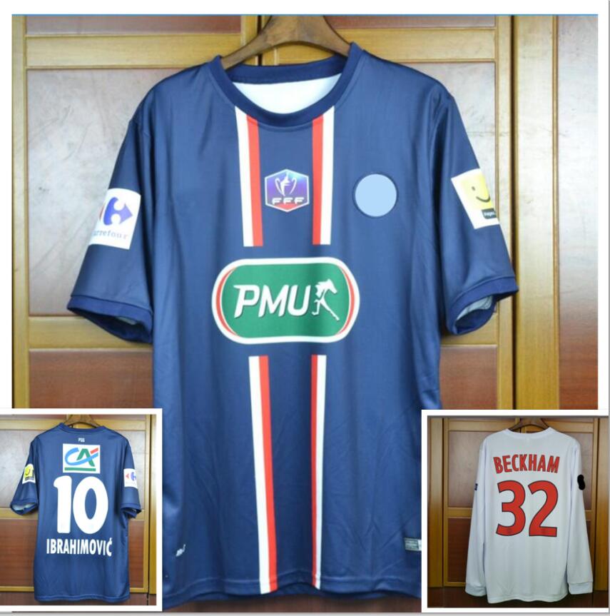 

12 13 Zlatan Ibrahimovic paris David Beckham MAGLIA Retro 2012 2013 soccer Jersey Classic football Shirt Maillot Camiseta, 12 13 away long