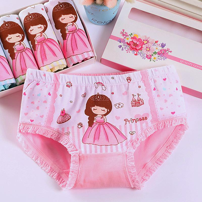 

5pcs Cotton Panties Cute Kids Underwear Girls Briefs Cartoon Princess Triangle Children's, Camo