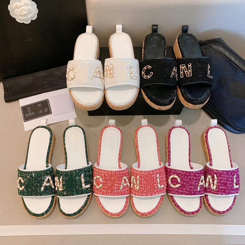 

Designer Classic Sandals Fashion Slipper Metal Slide Brocade Embroidered Slippers Ladies Shoes Striped Beach Shoe Home Heatshoes, Black