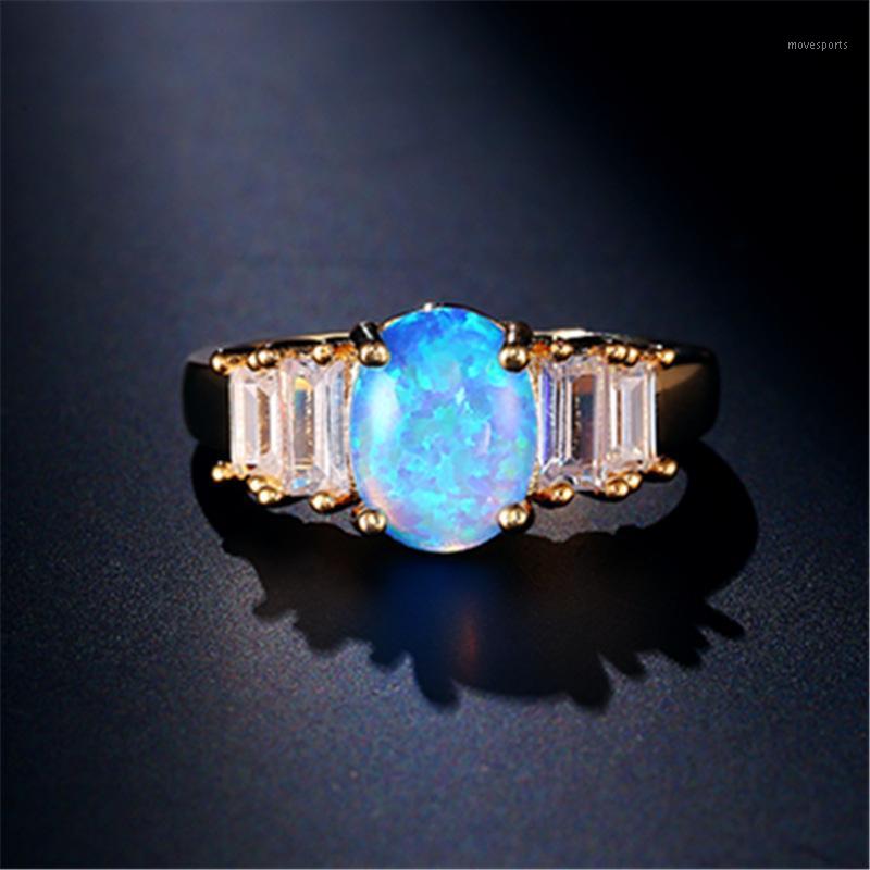 

Wedding Rings Blue Opal Crystal Fashion Dazzling Shiny Full Zirconia Inlaid For Women Engagement Jewelry Gift1