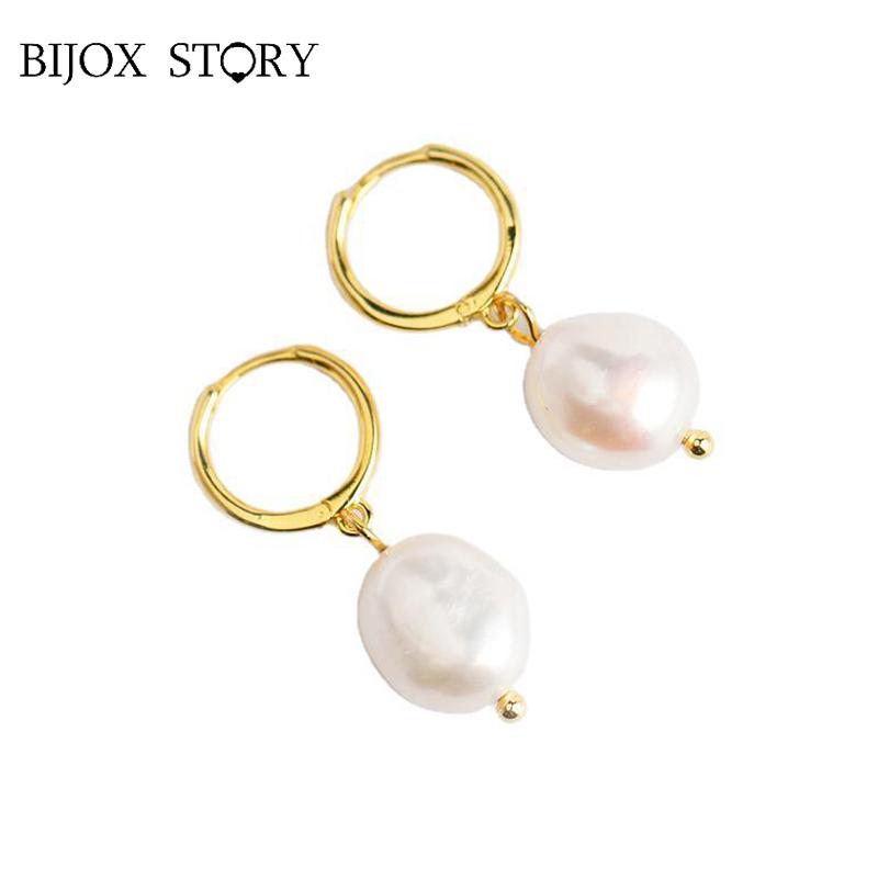 

Dangle & Chandelier BIJOX STORY Unusual Freshwater Pearls Drop Earrings For Women Real 925 Sterling Silver Geometric Anniversary Engagement