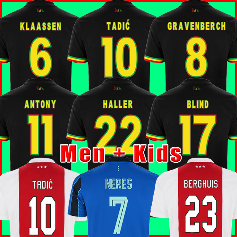 

BERGHUIS GRAVENBERCH Jerseys Amsterdam 21 22 KUDUS BLIND PROMES HALLER NERES CRUYFF KLAASSEN ajaxes 2021 2022 men kids kit soccer football shirt MARLEY third black, 21/22 men third + patch
