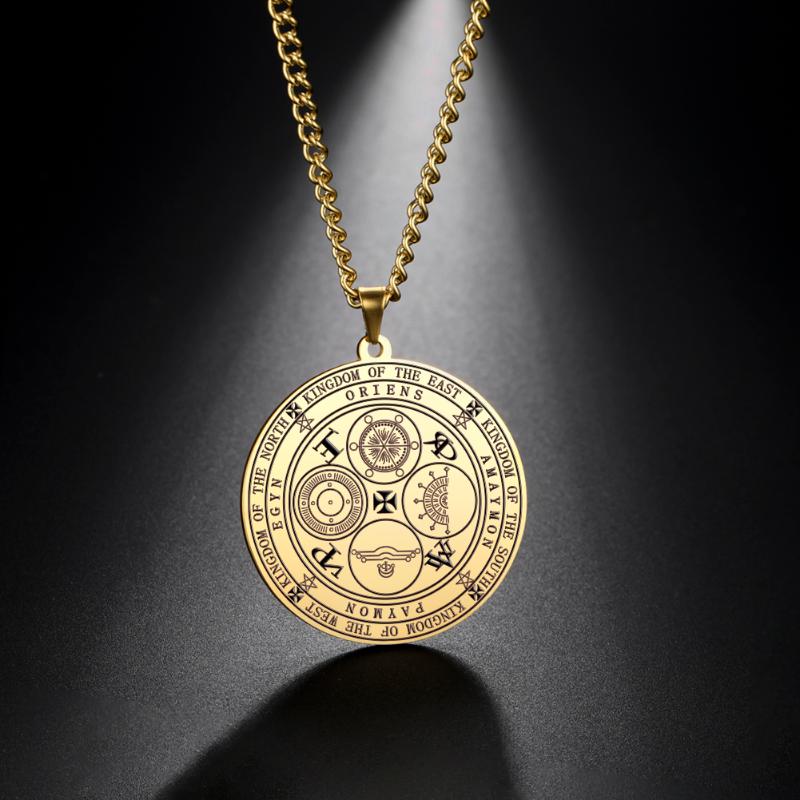 

Pendant Necklaces FISHHOOK The Seals Of 4 Emperors Kingdom Spirits Rulership Powerful Archangels Necklace Amulet For Man Stainless Steel